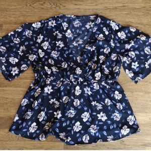 Torrid Lily Faux Wrap Georgette Babydoll Blouse